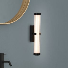 Searchlight Clamp - opbouw wandlamp - 7 x 33 cm - 11W dimbare LED incl. - IP44 - zwart en opaal