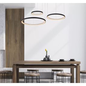 Lucide Vidal - hanglamp - Ø 78 x 200 cm - 120W LED incl. - zwart