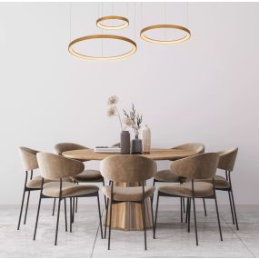 Lucide Vidal - hanglamp - Ø 78 x 200 cm - 120W LED incl. - mat goud/messing