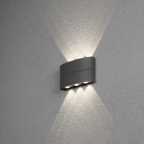 Konstsmide Chieri - buiten wandlamp - 18,5 x 4 x 19,5 cm - 8W LED incl. - IP54 - antraciet