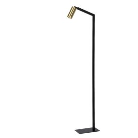 Lucide Sybil - staanlamp - 40 x 15 x 148,5 cm - zwart & mat goud/messing