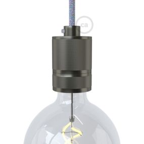 Creative Cables - E27 fitting met aluminium gefreesde kabelhouder - Ø 4,5 x 7 cm - grijs
