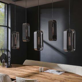Vico Wilder 5L - hanglamp - 145 x 20 x 150 cm - artic zwart