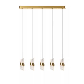 Lucide Kligande - hanglamp - 84 x 8 x 150 cm - 5 x 7,8W LED incl. - goud