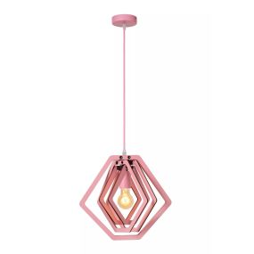 Lucide Mauro - hanglamp - 33,5 x 33,5 x 100 cm - roze