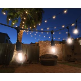 Century Italia Fiesta - 9,27m lichtslinger waarvan 0,6m snoer - 15 x E27 (excl.) - IP44 - zwart