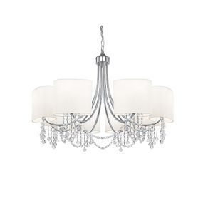Searchlight Nina - luster - Ø 75 x 106 cm - chroom en wit