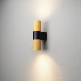 Konstsmide Temi Up/Down - buiten wandlamp - 6,5 x 11,5 x 23,5 cm - IP54 - goud
