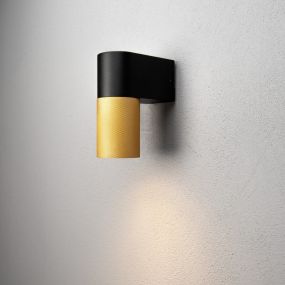 Konstsmide Temi Down - buiten wandlamp - 6,5 x 11,5 x 14,5 cm - IP54 - zwart en goud