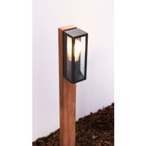 Lichtkoning Padoek Dukan - tuinpaal - 13,4 x 8,8 x 90 cm + 40 cm voet - IP65 - zwart en padoek