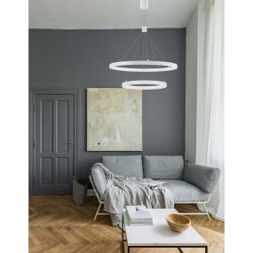 Nova Luce Empatia - hanglamp - Ø 60 x 120 cm - 60W dimbare LED incl. - zandwit