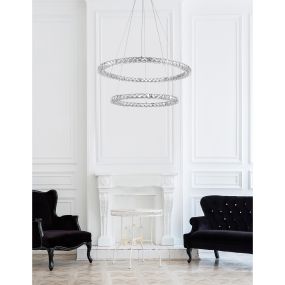 Nova Luce Quentin - hanglamp - Ø 70 x 120 cm - 60W LED incl. - chroom