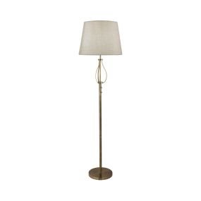Searchlight Vegas - staanlamp - Ø 39 x 152 cm - 6W LED incl. - wit en antiek messing