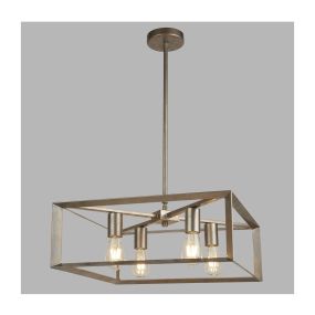 Searchlight Heaton - hanglamp - 50 x 50 x 75 cm - geborsteld zilver en goud