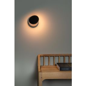 Lucide Ufor - wandlamp met USB-poort - Ø 12 x 15,1 cm - 8W dim to warm LED incl. - zwart