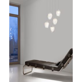 Nova Luce Ice - hanglamp - Ø 39 x 180 cm - wit en transparant