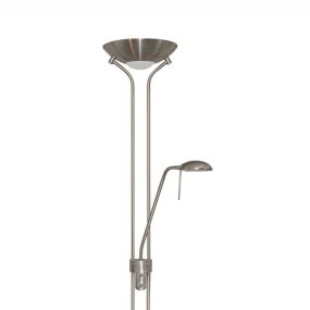 Searchlight Mother & Child - staanlamp met dubbele dimmer - 180 cm - satijn zilver
