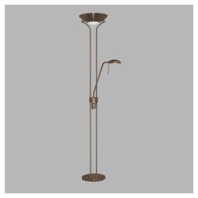 Searchlight Mother & Child - staanlamp met dubbele dimmer - 180 cm - antiek messing