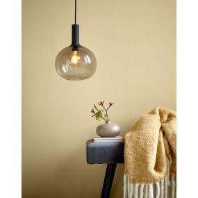 Nordlux Alton - hanglamp - Ø 25 x 333 cm - zwart en gerookt glas