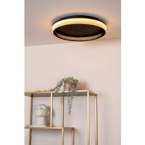 Lucide Estreja - plafondlamp met afstandsbediening - Ø 40 x 9 cm - 40W + 10W LED incl. - zwart