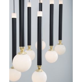 Nova Luce Cayo - hanglamp - 72 x 20 x 120 cm - 10 x 5W LED incl. - zwart