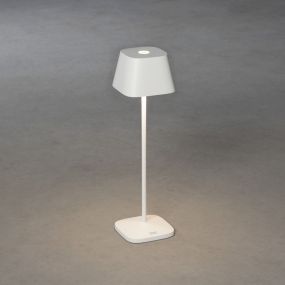 Konstsmide Capri - draadloze buiten tafellamp met laadstation - Ø 10 x 36 cm - 2,2W dimbare LED incl. - IP54 - wit