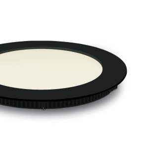 ONE Light Round Recessed Panel - inbouw plafondverlichting - Ø 17,3 x 2,2 cm - 12W LED incl. - IP40 - zwart - warm witte lichtkleur