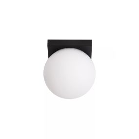 Lucide Tassa - plafondlamp - 13,5 x 13,5 x 13,4 cm - 12W dim to warm LED incl. - zwart en opaal