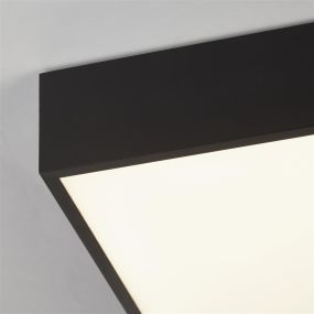 Searchlight Zeus - plafondlamp - 30 x 30 x 6 cm - 16W LED incl. - IP44 - zwart en opaal