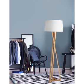 Nova Luce Salino - staanlamp - Ø 50 x 164 cm - lichtbruin en wit