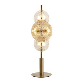 Searchlight Wagon - tafellamp - Ø 20 x 66 cm - brons, transparant en amber