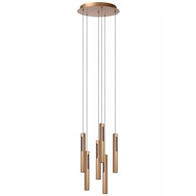Lucide Griffith - hanglamp - Ø 38 x 236,5 cm - 6 x 7,6W dimbare LED incl. - brons