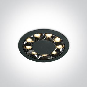 ONE Light Round Mirror Range - inbouwspot - Ø 112 mm, Ø 100 mm inbouwmaat - 12W LED incl. - zwart