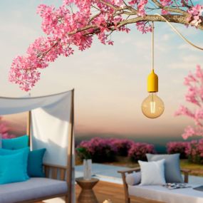 Creative Cables Eiva Pastel - buitenhanglamp met siliconen plafondbevestiging - Ø 12,5 x 514,5 cm - IP65 - mosterdgeel