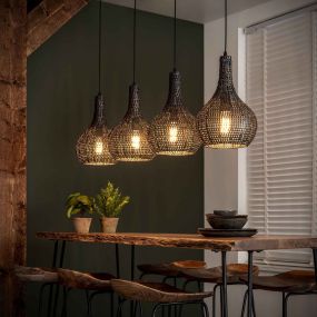 Vico Armor - Hanglamp 4L - 140 x 25 - 150 cm - Zwart bruin