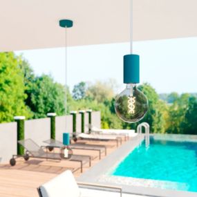 Creative Cables Eiva - buitenhanglamp met siliconen plafondbevestiging - Ø 12,5 x 164,5 cm - IP65 - petrol