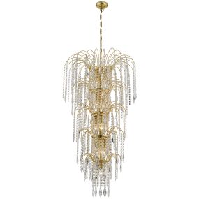 Searchlight Waterfall - luster - Ø 58 x 264 cm - goud en transparant