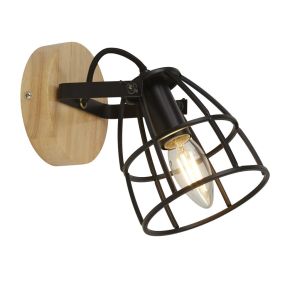 Searchlight Vision - wandlamp - 13 x 24 cm - mat zwart