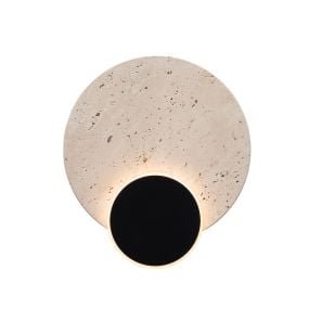 Maxlight Travertino - wandlamp - 20,5 x 18 x 5 cm - 5,5W LED incl. - zwart en grijs