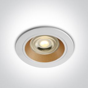 ONE Light Recessed Spots Fixed - inbouwspot - Ø 92 mm, Ø 78 mm inbouwmaat - wit en messing