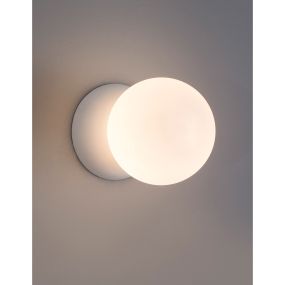 Nova Luce Zero - wandverlichting - 10 x 14 x 10 cm - wit en opaal