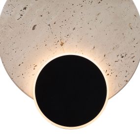 Maxlight Travertino - wandlamp - 20,5 x 18 x 5 cm - 5,5W LED incl. - zwart en grijs