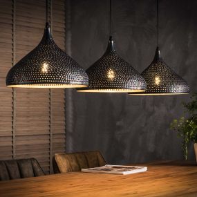 Vico Perforated - hanglamp 3L - 135 x 32 x 150 cm - zwart bruin