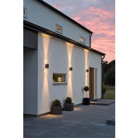 Konstsmide Modena Double - buiten wandlamp - 8,5 x 14,5 x 24 cm - IP44 - zwart