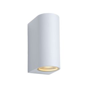 Lucide Zora Round 2 - buiten wandlamp - 6,5 x 9 x 15 cm - 2 x 5W dimbare LED incl. - IP44 - wit