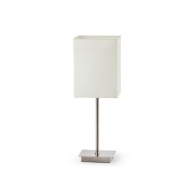 Faro Thana - tafellamp - 15 x 43 cm - nikkel en wit