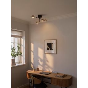 Nordlux Clyde - opbouwspot 4L - 72 x 13 x 22 cm - 3 stappen dimmer - 4 x 5W LED incl. - zwart