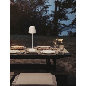 Nova Luce Colt - buiten tafellamp op batterijen - Ø 11 x 38 cm - 1W dimbare LED incl. - IP44 - zandwit