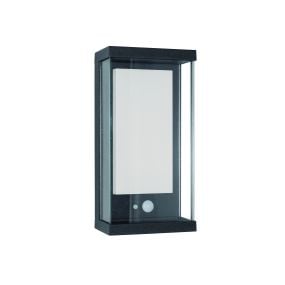 Nova Luce Bay - buiten wandverlichting met sensor op zonne-energie en schakelaar - 12,6 x 8,3 x 25,2 cm - 1,5W dimbare LED incl. - IP65 - antraciet