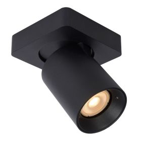 Lucide Nigel - opbouwspot - 10 x 10 x 11,3 cm - 5W dimbaar incl. - dim to warm - zwart
